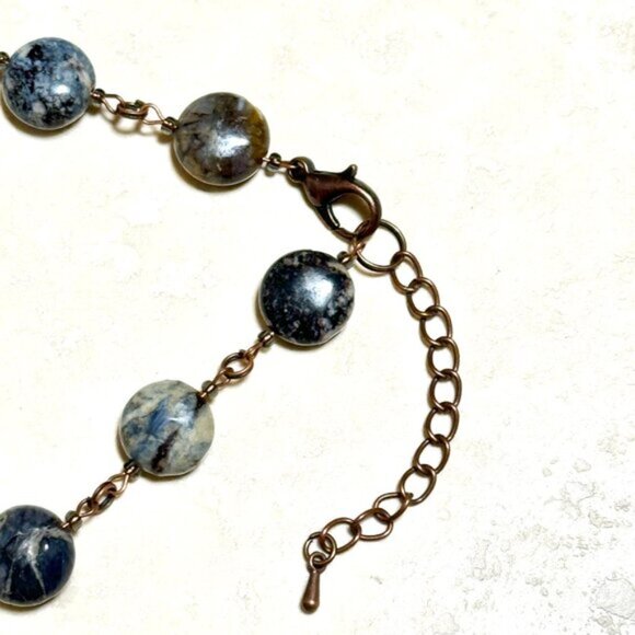 Natural Earthy Agate Star Pendant Long Necklace, Genuine Gemstone + Copper Links - Picture 12 of 16